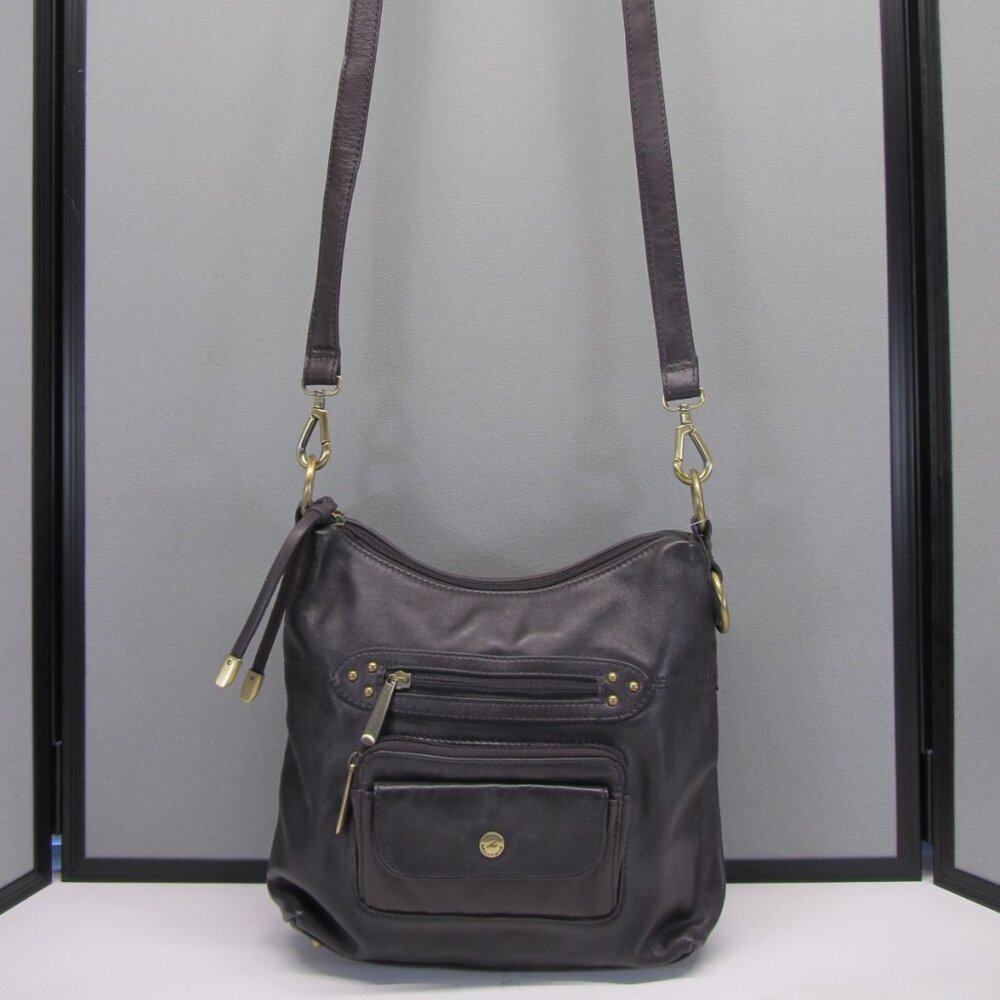 Stone Mountain Genuine Leather Shoulder Bag Dark Burgundy Item # A75553. NWT